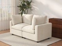 Sofá de dos plazas Deluxe Cloud beige para espacios pequeños | 2 piezas, tela de chenilla con mezcla de lino, fácil de limpiar