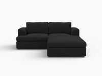 Deluxe Cloud 2-Seater Black Chaise Sectional | 3-Piece (Includes 1 Ottoman), Bouclé Sherpa-Like Fabric, Washable Cushion Covers