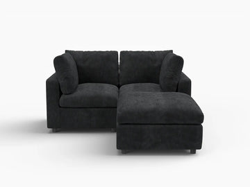 Fundas para sofá seccional Lounge Cloud | Funda de sofá de chenilla de lino negro para 2 plazas con 1 otomana