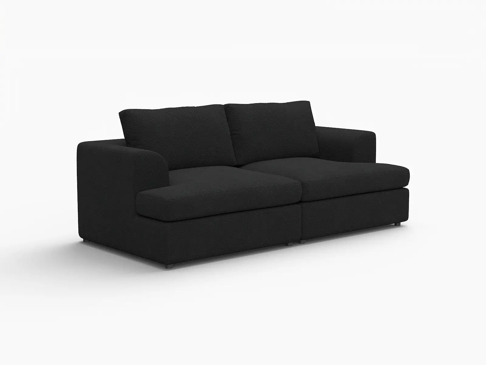 Deluxe Cloud 2-Seater Black Loveseat | 2-Piece, Bouclé Sherpa-Like Fabric, Washable Cushion Covers