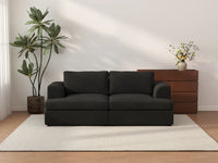 Deluxe Cloud 2-Seater Black Loveseat | 2-Piece, Bouclé Sherpa-Like Fabric, Washable Cushion Covers