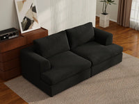 Deluxe Cloud 2-Seater Black Loveseat | 2-Piece, Bouclé Sherpa-Like Fabric, Washable Cushion Covers