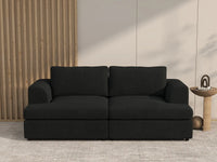 Deluxe Cloud 2-Seater Black Loveseat | 2-Piece, Bouclé Sherpa-Like Fabric, Washable Cushion Covers