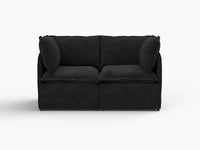 Deluxe Cloud 2-Seater Black Loveseat | 2-Piece, Linen Look Poly Fabric, Washable Cushion Covers
