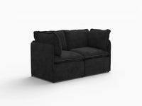 Deluxe Cloud 2-Seater Black Loveseat | 2-Piece, Linen Look Poly Fabric, Washable Cushion Covers
