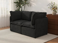 Deluxe Cloud 2-Seater Black Loveseat | 2-Piece, Linen Look Poly Fabric, Washable Cushion Covers