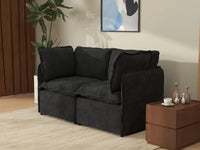 Deluxe Cloud 2-Seater Black Loveseat | 2-Piece, Linen Look Poly Fabric, Washable Cushion Covers