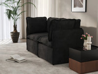 Deluxe Cloud 2-Seater Black Loveseat | 2-Piece, Linen Look Poly Fabric, Washable Cushion Covers