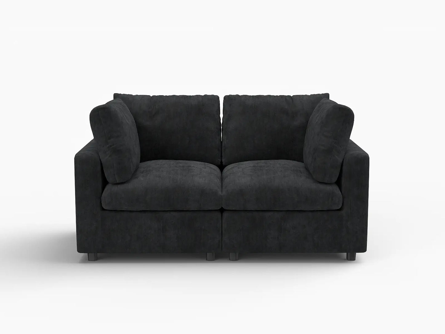 Fundas de sofá seccional Lounge Cloud | Funda de sofá de chenilla mezcla de lino negro para 2 plazas