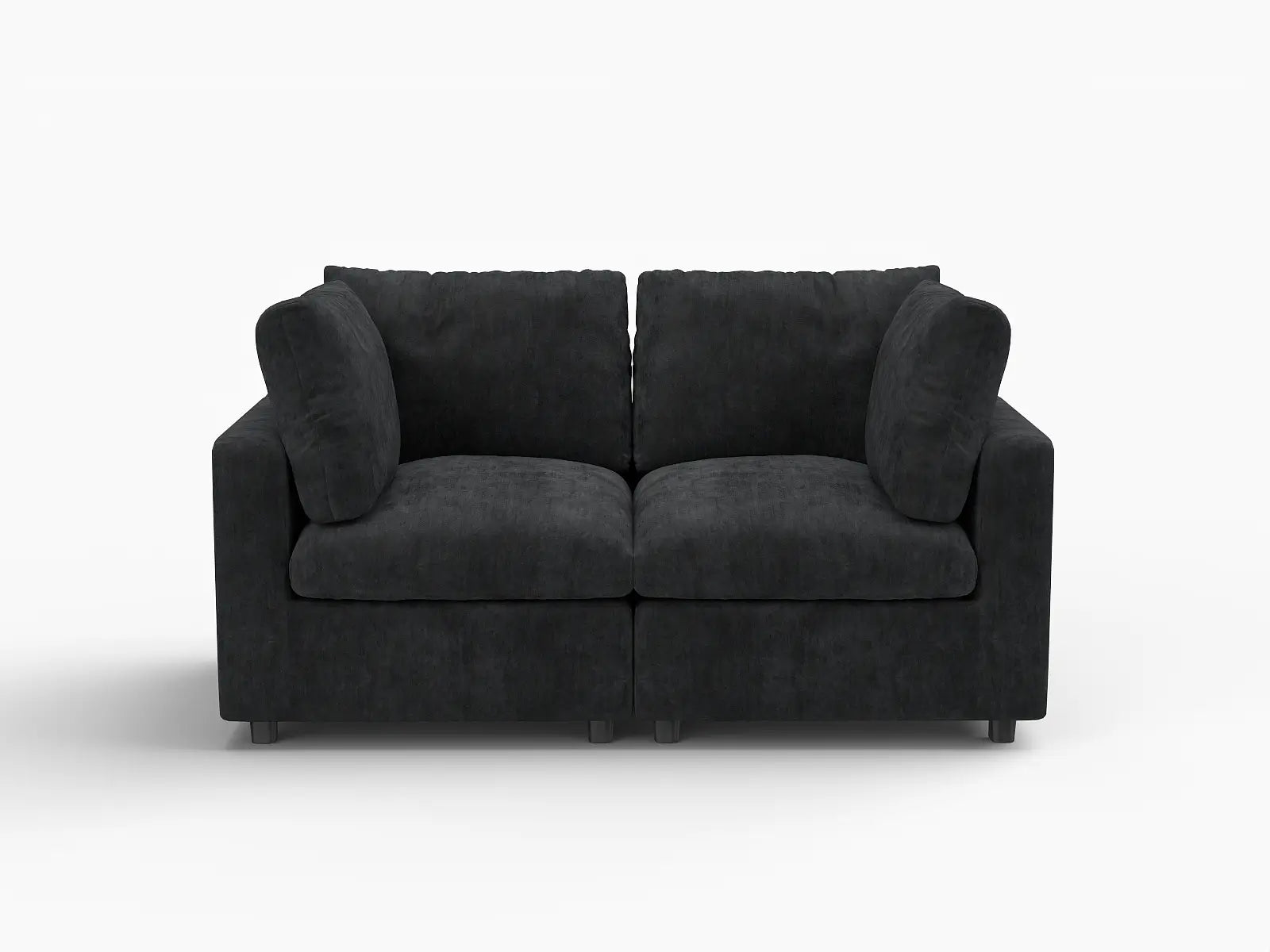 Fundas de sofá seccional Lounge Cloud | Funda de sofá de chenilla mezcla de lino negro para 2 plazas