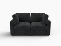 Fundas de sofá seccional Lounge Cloud | Funda de sofá de chenilla mezcla de lino negro para 2 plazas