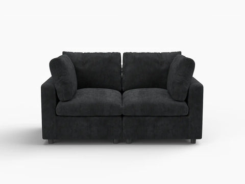 Lounge Cloud Sectional Sofa Covers | Black Linen-Blend Chenille Sofa Cover for 2-Seater