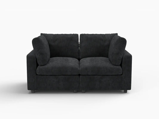 Lounge Cloud Sectional Sofa Covers | Black Linen-Blend Chenille Sofa Cover for 2-Seater