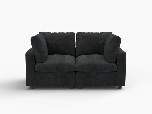Fundas de sofá seccional Lounge Cloud | Funda de sofá de chenilla mezcla de lino negro para 2 plazas
