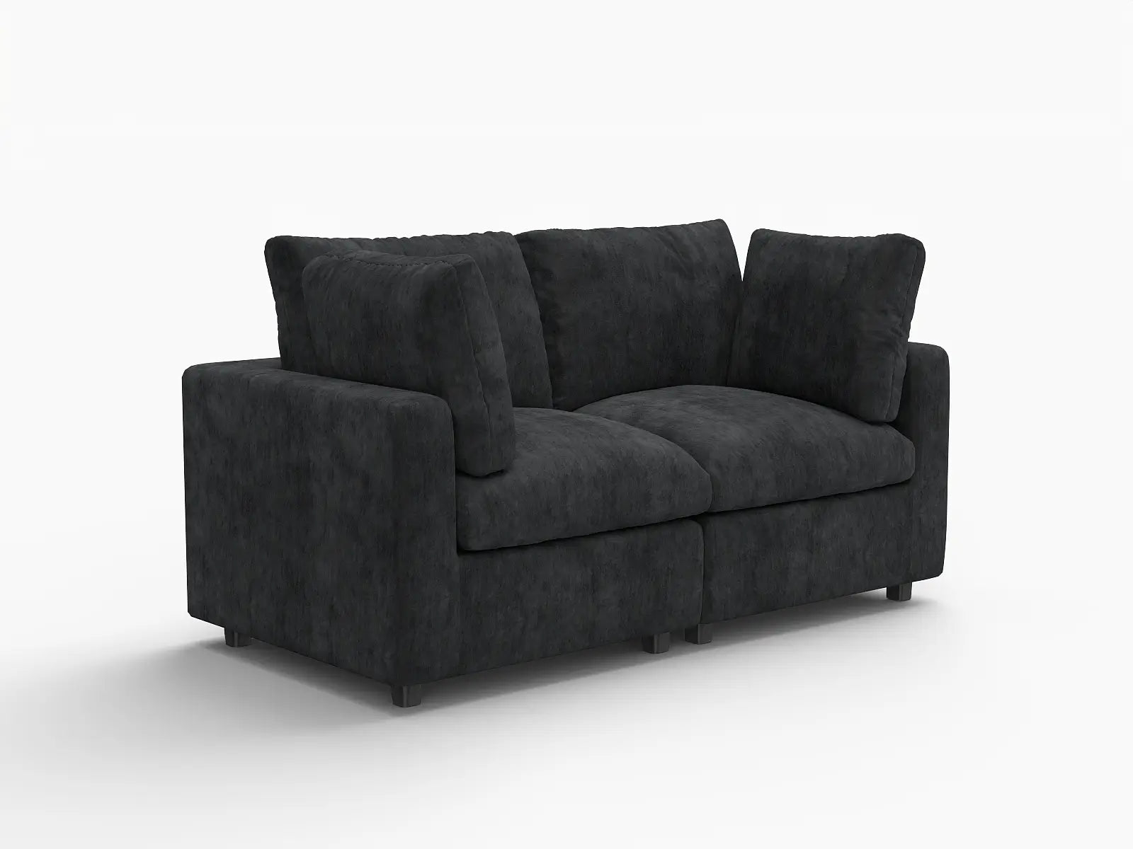 Fundas de sofá seccional Lounge Cloud | Funda de sofá de chenilla mezcla de lino negro para 2 plazas