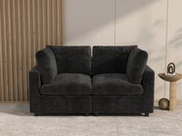 Fundas de sofá seccional Lounge Cloud | Funda de sofá de chenilla mezcla de lino negro para 2 plazas