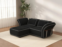 Deluxe Cloud 2-Seater Black Small Space Chaise Sectional | 3-Piece (Includes 1 Ottoman), Bouclé Sherpa-Like Fabric, Easy To Clean