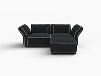 Deluxe Cloud 2-Seater Black Small Space Chaise Sectional | 3-Piece (Includes 1 Ottoman), Bouclé Sherpa-Like Fabric, Easy To Clean