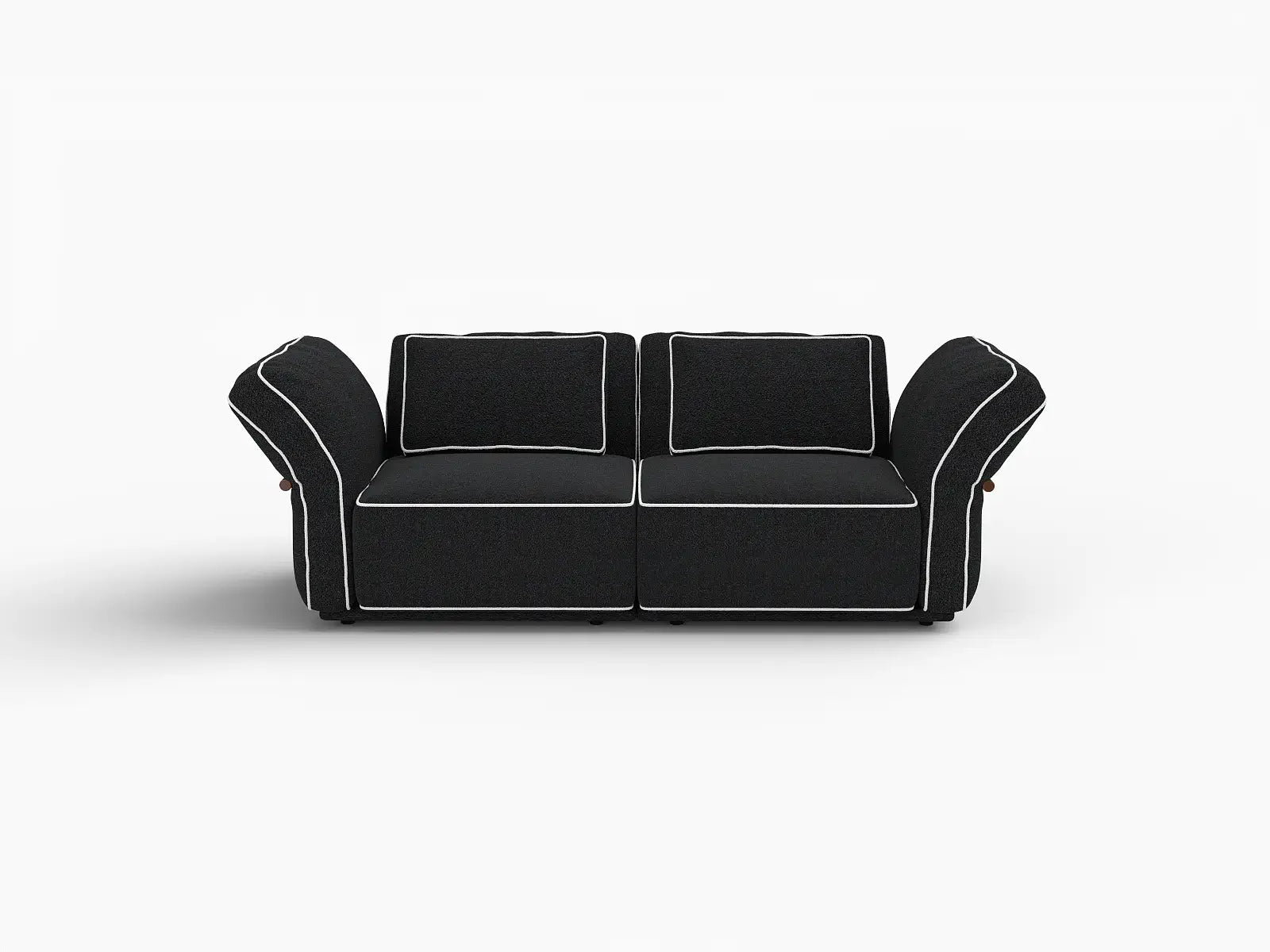 Deluxe Cloud 2-Seater Black Small Space Loveseat | 2-Piece, Bouclé Sherpa-Like Fabric, Easy To Clean