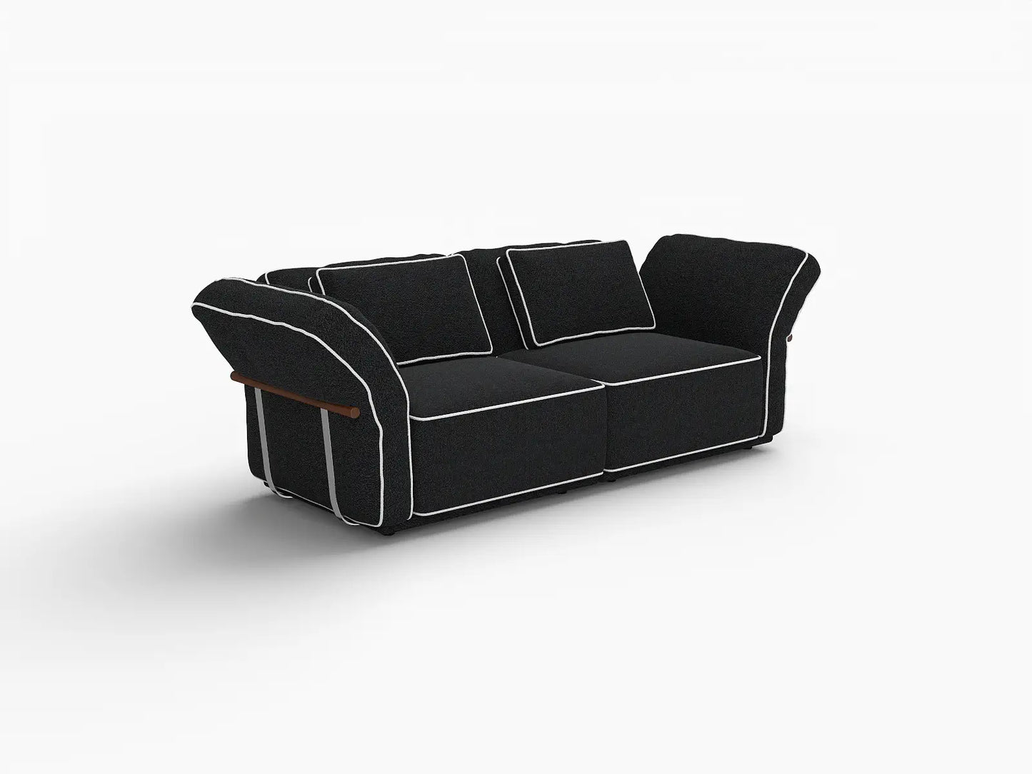 Deluxe Cloud 2-Seater Black Small Space Loveseat | 2-Piece, Bouclé Sherpa-Like Fabric, Easy To Clean
