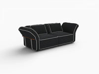Deluxe Cloud 2-Seater Black Small Space Loveseat | 2-Piece, Bouclé Sherpa-Like Fabric, Easy To Clean