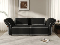 Deluxe Cloud 2-Seater Black Small Space Loveseat | 2-Piece, Bouclé Sherpa-Like Fabric, Easy To Clean