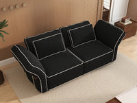 Deluxe Cloud 2-Seater Black Small Space Loveseat | 2-Piece, Bouclé Sherpa-Like Fabric, Easy To Clean