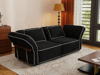 Deluxe Cloud 2-Seater Black Small Space Loveseat | 2-Piece, Bouclé Sherpa-Like Fabric, Easy To Clean