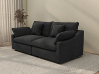 Sofá de dos plazas Deluxe Cloud, lavable, color negro | 2 piezas, tela de chenilla y lino, diseño modular