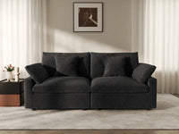 Sofá de dos plazas Deluxe Cloud, lavable, color negro | 2 piezas, tela de chenilla y lino, diseño modular