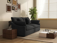 Sofá de dos plazas Deluxe Cloud, lavable, color negro | 2 piezas, tela de chenilla y lino, diseño modular