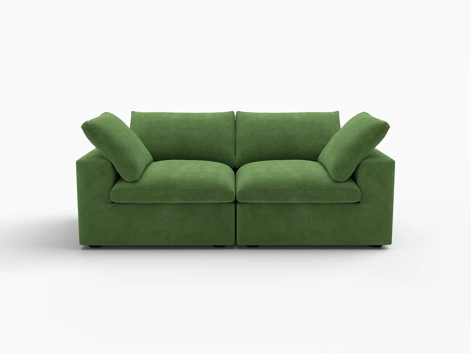 Deluxe Cloud 2-Seater Earth Green Loveseat | 2-Piece, Velvet Fabric, Small Space Seating, Washable Cushion Covers