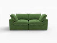 Deluxe Cloud 2-Seater Earth Green Loveseat | 2-Piece, Velvet Fabric, Small Space Seating, Washable Cushion Covers