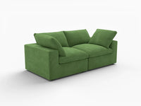 Deluxe Cloud 2-Seater Earth Green Loveseat | 2-Piece, Velvet Fabric, Small Space Seating, Washable Cushion Covers