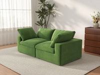 Deluxe Cloud 2-Seater Earth Green Loveseat | 2-Piece, Velvet Fabric, Small Space Seating, Washable Cushion Covers