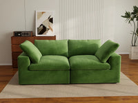 Deluxe Cloud 2-Seater Earth Green Loveseat | 2-Piece, Velvet Fabric, Small Space Seating, Washable Cushion Covers