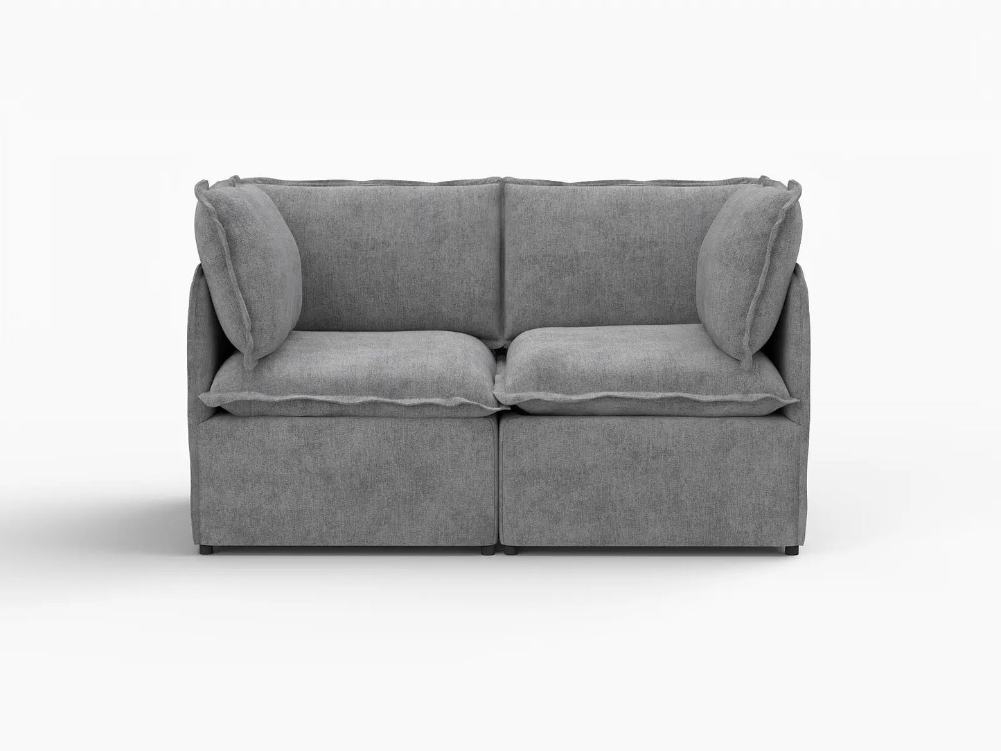 Deluxe Cloud 2-Seater Grey Small Space Loveseat | 2-Piece, Linen Look Poly Fabric, Easy To Clean