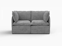 Deluxe Cloud 2-Seater Grey Small Space Loveseat | 2-Piece, Linen Look Poly Fabric, Easy To Clean