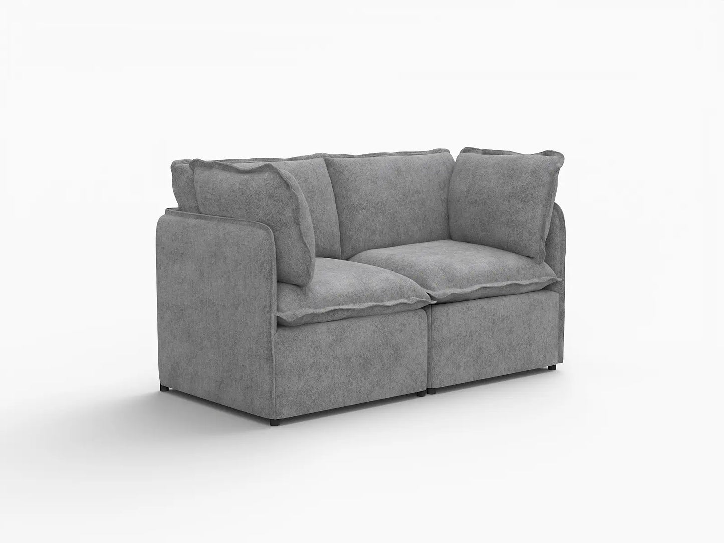 Deluxe Cloud 2-Seater Grey Small Space Loveseat | 2-Piece, Linen Look Poly Fabric, Easy To Clean