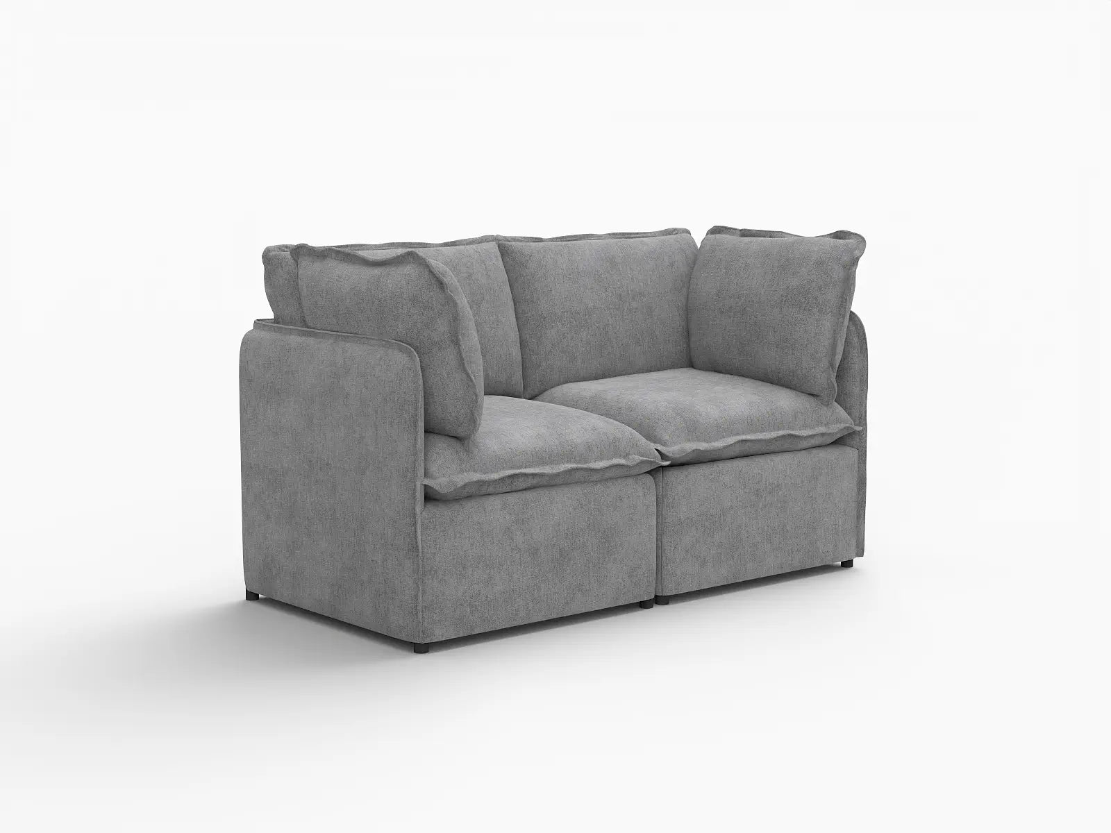 Deluxe Cloud 2-Seater Grey Small Space Loveseat | 2-Piece, Linen Look Poly Fabric, Easy To Clean