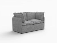 Deluxe Cloud 2-Seater Grey Small Space Loveseat | 2-Piece, Linen Look Poly Fabric, Easy To Clean