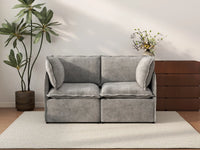 Deluxe Cloud 2-Seater Grey Small Space Loveseat | 2-Piece, Linen Look Poly Fabric, Easy To Clean