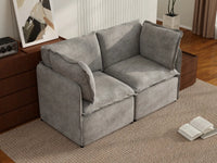 Deluxe Cloud 2-Seater Grey Small Space Loveseat | 2-Piece, Linen Look Poly Fabric, Easy To Clean