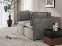 Deluxe Cloud 2-Seater Grey Small Space Loveseat | 2-Piece, Linen Look Poly Fabric, Easy To Clean