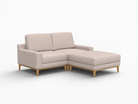 Deluxe Cloud 2-Seater Khaki Chaise Sectional | 3-Piece (Includes 1 Ottoman), Linen Look Poly Fabric, Washable Cushion Covers
