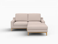Deluxe Cloud 2-Seater Khaki Chaise Sectional | 3-Piece (Includes 1 Ottoman), Linen Look Poly Fabric, Washable Cushion Covers