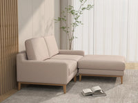 Deluxe Cloud 2-Seater Khaki Chaise Sectional | 3-Piece (Includes 1 Ottoman), Linen Look Poly Fabric, Washable Cushion Covers