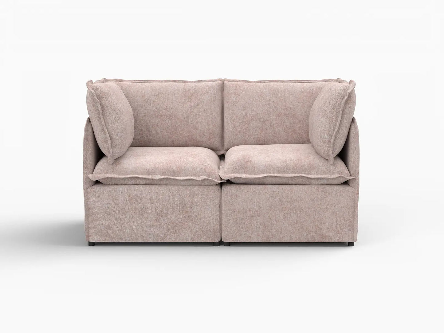 Deluxe Cloud 2-Seater Khaki Loveseat | 2-Piece, Linen Look Poly Fabric, Washable Cushion Covers