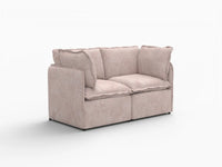 Deluxe Cloud 2-Seater Khaki Loveseat | 2-Piece, Linen Look Poly Fabric, Washable Cushion Covers