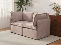 Deluxe Cloud 2-Seater Khaki Loveseat | 2-Piece, Linen Look Poly Fabric, Washable Cushion Covers